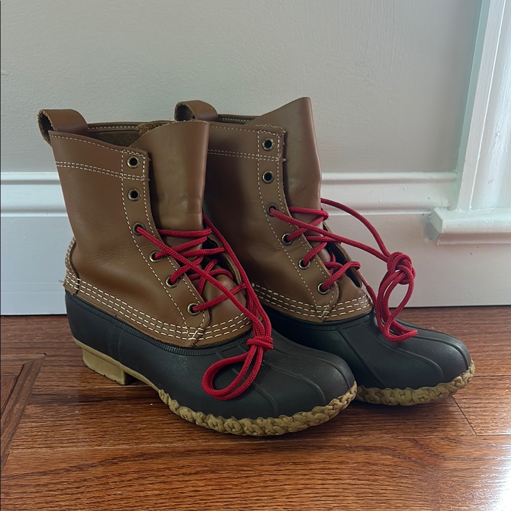 L.L. Bean Brown and Black Boots with Red Accents